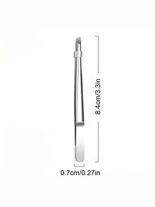 1pc Stainless Steel Eyebrow Tweezers, Hair Removal Tweezers, Specialized For Removing Facial Hair, Angled Eyebrow Tweezers, Hair Removal Tweezers, Mustache Trimmer, Facial Care Tool, Eyebrow Grooming Tool - Multicolor - View 8