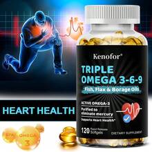 Kenofor Triple Omega-3, 6, And 9 Fatty Acids - Beneficial For Overall Health, Skin, And Mood Improvement - Suitable For Both Men And Women - 120 Softgel Capsules - 1 chai - Xem 3