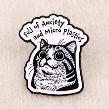 Animals Cats Quotes Enamel Pin Cute Dog Otter Brooch Alien Pins Lapel Pin Badge On Backpack Clothing Accessories Jewelry Friends Gifts - Black - View 8