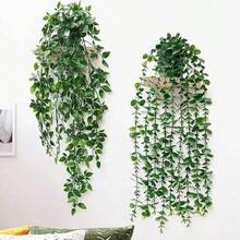 3 Pack Artificial Hanging Plants In Pots Indoor Fake Trailing Plants Home Room UK NEW - Green - View 6