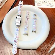 Silicone Strap For Xiaomi Mi Band 10/9/8, NFC Version Applicable, Star & Rabbit Print Design, Buckle Silicone Style, Cute Dopamine Decor Smart Watch Band For Women, Replacement Strap For Xiaomi Smartwatch, Fashionable & Personalized Ladies Watch Band - Multicolor - View 7