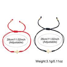 2件套休闲简约铜珠手链，十字架吊坠手链，红黑幸运手链，可调节编织手链，情侣手链，十字架复活节贺卡，朋友礼物，生日礼物，姐妹手链，家庭礼物，情人节礼物，新妈妈礼物，基督教礼物，洗礼礼物，周年纪念礼物