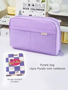 12格彩色大容量铅笔盒，简约牛津布文具收纳袋，适合学生，返校礼物