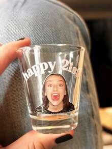 Customized Photo Glass Cup - Personalized "Finally Legal" Design With Face Image And Text, Unique Birthday Gift Souvenir Suitable For Her/Him, Hand Wash, Reusable Clear Glass Cup For Celebration, Perfect Gift For Mom, Dad, Girlfriend, Boyfriend - Multicolor - View 4