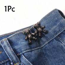 2pcs Gold Cartoon Bear Pants Buttons, Detachable Metal Waist Buttons Without Sewing - Gold - View 23