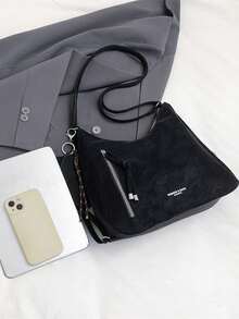 大容量女士背包，新款设计，小众风格，通勤包，单肩包，斜挎包 - 黑色 - 查看 3