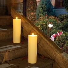 1 Bộ nến không lửa nhấp nháy kèm điều khiển từ xa và pin, 4 nến sáp màu ngà kích thước 30cm, nến chạy bằng pin, trang trí bàn tiệc cưới, trang trí Lễ Tạ ơn. - màu trắng ngà - Xem 4