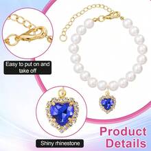 Handmade Rhinestone Pet Necklace, Heart-Shaped Pendant Collar, Cute Cat Necklace, Dog Accessories, Cat & Dog Necklace - Multicolor - View 4