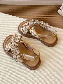 1 Pair Casual Fashion Children's Sandals, Princess Sandals 2025 New Summer Soft Bottom Beach Shoes, Girls Vacation Style Casual Beach Shoes, - Yellow - View 4