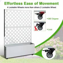 Caja de Plantación Metálica con Rejilla Cama de Jardín Elevada con Orificios de Drenaje 73"x47"x12" para Plantas Trepadoras - Blanco - estampado de cuadros - sin ruedas - Ver 5