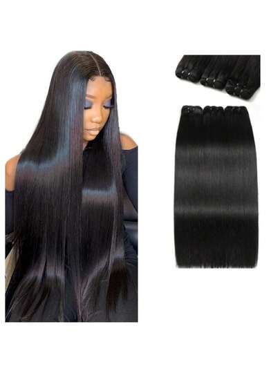 Straight Bundles Human Hair 100% Unprocessed Virgin Hair Straight Human Hair Weave 1-3 Bundles Natural Black Color