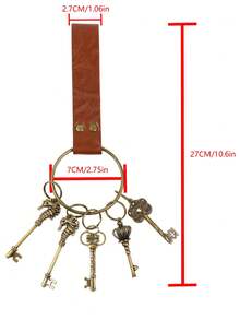 1Set Magic Key Gringotts Vault Treasure Box Key With Medieval Retro PU Leather Keychain Halloween Role Play Props LARP - A - View 7