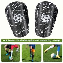 【轻便护腿板】1 双轻便舒适的迷你足球护腿板 | 棕色，饰以蓝色和黄色点缀，加厚设计，适合训练和比赛，可手洗/干洗，PET材质 - 黑色 - 查看 2