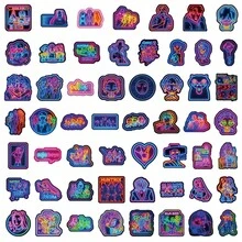 55pcs K-POP Witch Hunter Neon Style Waterproof Stickers, Suitable For Teenagers, Adults And Young People. These Retro Pop Art Style Glow Stickers Can Be Used For Computer Cases, Water Bottles, Notebooks, Phone Cases, Skateboards, Birthday Gifts, Easter, Halloween, Christmas, Party Favors, Carnival Gifts And Gift Bag Fillers/Decorations. - Multicolor - View 5
