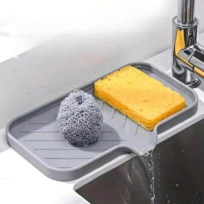 1pc Silicone Sink Drain Mat, Faucet Splash Guard, Non-Slip Countertop Pad For Home Use
