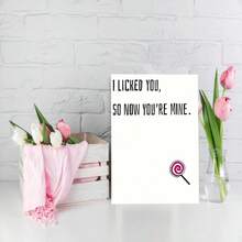 1张贺卡，俏皮贺卡，送给男朋友或女朋友的贺卡，送给丈夫或妻子的贺卡，我舔了你，所以现在你是我的了。 - 彩色 - 查看 6