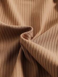 两件套女婴棕色圆领无袖荷叶边上衣和花朵蝴蝶结多层蛋糕裙套装，面料柔软，设计可爱 - 棕色 - 查看 8