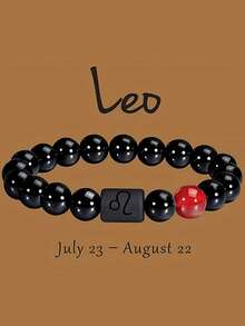 1件装十二星座男士手链，天然虎眼石男女通用弹力绳时尚情侣手链，适合作为家人朋友生日、圣诞节、情人节礼物 - 彩色 - 查看 17