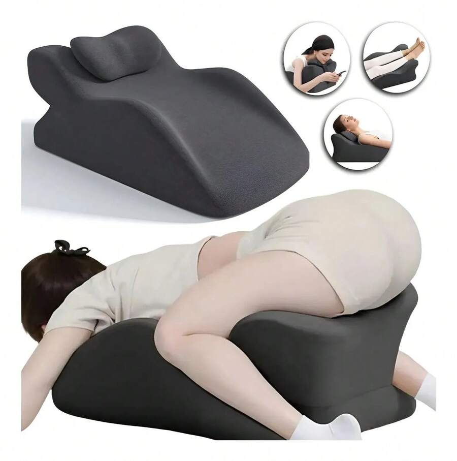 Almohada Grande Cuña Cojín Ortopédica Antireflujo Ajustable,  reposapiés para dormir sentado, almohada de memoria para adultos para soporte de espalda, reflujo ácido, ronquido, para sueño, elevación de la espalda y las piernas - Negro - Ver 1