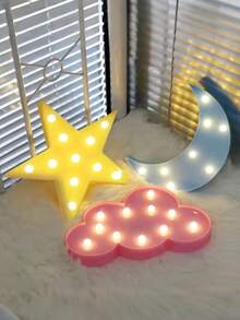 Luces con forma de luna y estrellas con batería LED, iluminación ambiente blanca cálida para el hogar, fiestas, decoración de Ramadán, adecuada para dormitorio, fiesta, boda, decoración festiva - Multicolor - Ver 2