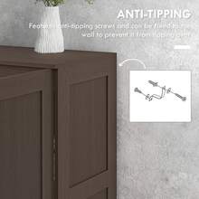Storage Cabinet W/ Storage Shelves, Pantry Cupboard Cabinet - Coffee - View 8