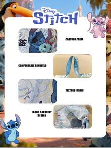 Disney 1 Pc Stitch Printed Reusable Tote Bag, Mischievous Stitch Preppy Book Bag Oversized Tote Bag High-Capacity Cute Cartoon HandBag , Lightweight Foldable Grocery Bag ,For Teenagers/Teens/Young Adults/Zoomers,Ideal For Shopping ,Daily Use, Casual Outings - Multicolor - View 7
