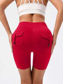 Summer Bermuda Shorts For Women, With A High Waist And Four Pockets, ReachingThe Knees, Suitable For $Ports And Cycling As Well As For Wearing As A Base Layer. - 紅色 - 查看 7