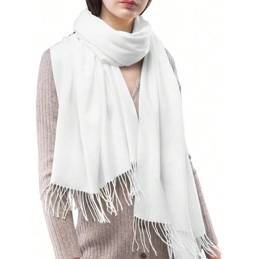 FURTALK Winter Scarf For Women Pashmina Shawl Wraps Soft Warm Fashion Blanket Scarves Gifts - trắng - Xem 1