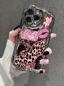 豹纹唇彩电镀奶油质感软壳，兼容 17/17 Pro Max/ 16/ 16 Pro/ 16 Pro Max/ 15/XR/7P/8P/P12 Pro Max/P13 Pro Max/P14 Pro Max/P13/P14/P11/P12/P14，女士柔软防摔，XS/S/XS Max/78GES2，可爱时尚加厚手机壳 - 彩色 - 查看 3