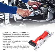 Kit Pistola De Engrasado Inalámbrica 8000-10000psi Con Batería Para Vehículos, Camiones, Maquinaria De Construcción - ROJO - Ver 3