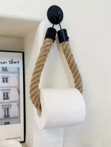 1pc Natural Handmade Rope Organizer Rack, Bathroom Tissue Paper Towel Storage Holder - Multicolor - View 13