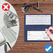 Premium Leather Checkbook Cover For Men And Women Checkbook Holder Wallet RFID Blocking - 藏蓝色 - 查看 6