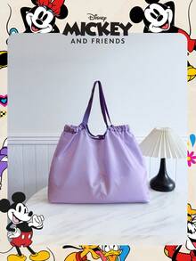 Disney 1pc Official Authorized Mickey Mouse Pattern Shopping Bag, Large Capacity Foldable Tote Bag, Drawstring Shoulder Bag, Lightweight Handbag, Suitable For Women/Girls Shopping, Daily Use, Fashion Accessory - Multicolor - View 9