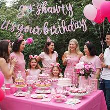 跳跃主题闪光生日快乐横幅说唱主题生日快乐标志男女生日派对用品 - 彩色 - 查看 8