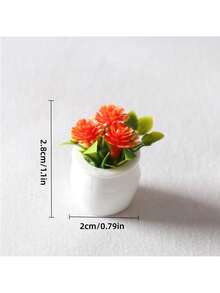 4pcs/Set 1/12 Scale Miniature Potted Plants, Assorted Realistic Floral Dollhouse Decor Accessories - Multicolor - View 7