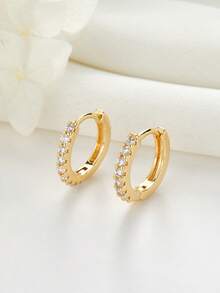 1 Pair Fashionable Hoop Earrings, Personalized Circle Earring - Yellow Gold - View 5