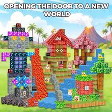Conjunto Educativo STEM de Blocos de Construção Magnéticos - Construção 3D do Reino Secreto das Cerejeiras em Flor, Presente Criativo com Formas Coloridas, Ideal para Aniversários, Natal e Halloween de Meninos e Meninas a partir de 3 Anos - Multicolorido - Ver 5