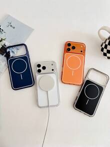 Minimalist Premium Solid White Phone Case, Phone Case With Built-In Magnetic Suction, Stylish Accessory Suitable For Daily Commuting, New Year Vibe, Perfect Gift For Friends, Shockproof, Anti-Slip, Scratch-Resistant, Compatible With Apple, - White - View 4