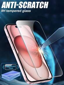 2 st. skärmskydd i härdat glas med 9H-hårdhet, klart, reptåligt, stötsäkert, vattentätt, kompatibelt med 11/12/13/14pro Max/15pro Max/16/16pro/16plus/16pro Max/16e/17/17 Air/17 Pro/17 Pro Max