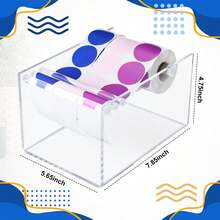 1 Adjustable Label Dispenser, 3 Rolls Of Sticker Holder, Sticker Dispenser, Label Roll Holder, Acrylic Tape Organizer, Suitable For Office And Home Desktop. - Multicolor - View 3