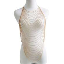 1pc Fashionable Multi-Layer Iron Alloy Body Chain, Suitable For Women's Daily Wear