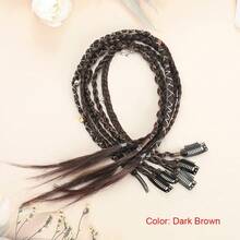 6pcs/Set Extensiones de Cabello Trenzado Sintético de 22 Pulgadas para Mujer con Clips, Adecuadas para Uso Diario y Peinados de Fiesta - Multicolor - Ver 19
