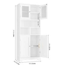 Sideboard, 147.5cm Tall Kitchen Cabinet, Pantry Cabinet With 4 Doors And Adjustable Shelf - 白色 - 查看 2