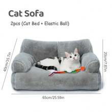 Thick Plush Pet Bed Sofa, Soft And Warm, Suitable For Dogs And Cats To Sleep, Easy To Clean Dog Bed And Cat Bed, Non-Slip Design - Light Grey - View 5