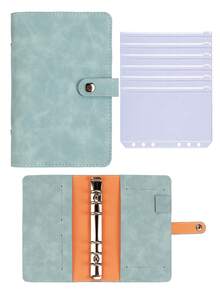 A6 仿皮按扣活页夹，带现金信封袋和替换收纳袋，非常适合日常生活或旅行预算和储蓄，适合计划者和省钱达人，包含笔记本内页、学习用品、储蓄计划、双周储蓄计划、10,000 美元储蓄计划、储蓄策略等等。 - 款式1 - 查看 8