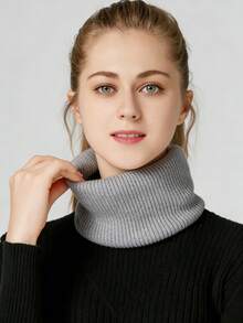 1件秋冬保暖羊毛脖套，加厚保暖，时尚百搭女士针织围巾，装饰性颈部保护，抽绳设计，多功能头颈罩，适合沙滩、度假、旅行等场合。 - 彩色 - 查看 7