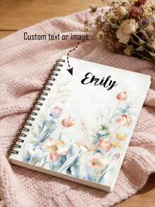 Customized Notebook, Personalized Stationery Notepad, Writing Pad, Customizable With Name/Text/Photo, A5 Size, Double-Sided Writing, Spiral Bound, Beautiful Floral Diary, Suitable For Work, Business, School, Meetings, Travel, Back To School Essential, Ideal Gift For Students Or Teachers - Perfect Office Supplies And Stationery Gift, Thoughtful And Fashionable Gift - Great For Note-Taking, Journaling And Creative Writing