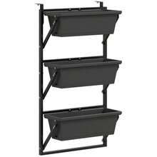 Set Of 3 Square Plastic Flower Pots With Drainage Holes, 56 X 42 Cm, Dark Grey. Ideal For Tomatoes And Flowers, They Are Perfect For The Garden And Balcony. - 深灰色 - 查看 8