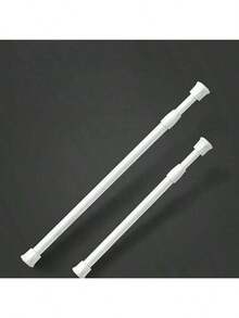 1根可调节弹簧张力窗帘杆，适用于窗户、浴室、橱柜和厨房 - 白色 - 查看 13