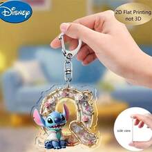 2D Printed 1pc Disney Stitch Acrylic Keychain, 26pcs English Alphabet, Featuring Stitch & Angel Cartoon Design, Cute Kawaii Bag Charm, Car Key Chain, Letter Spelling Pendant, Perfect Birthday Gift, Ideal For Disney Stitch Fans, Valentine's Day Gift, Ramadan Gift - Multicolor - View 35